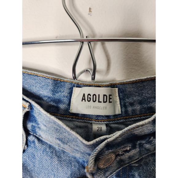 AGOLDE Fen High‎ Rise Relaxed Taper Jeans Size 28 Distressed Denim Button Fly - Picture 5 of 10